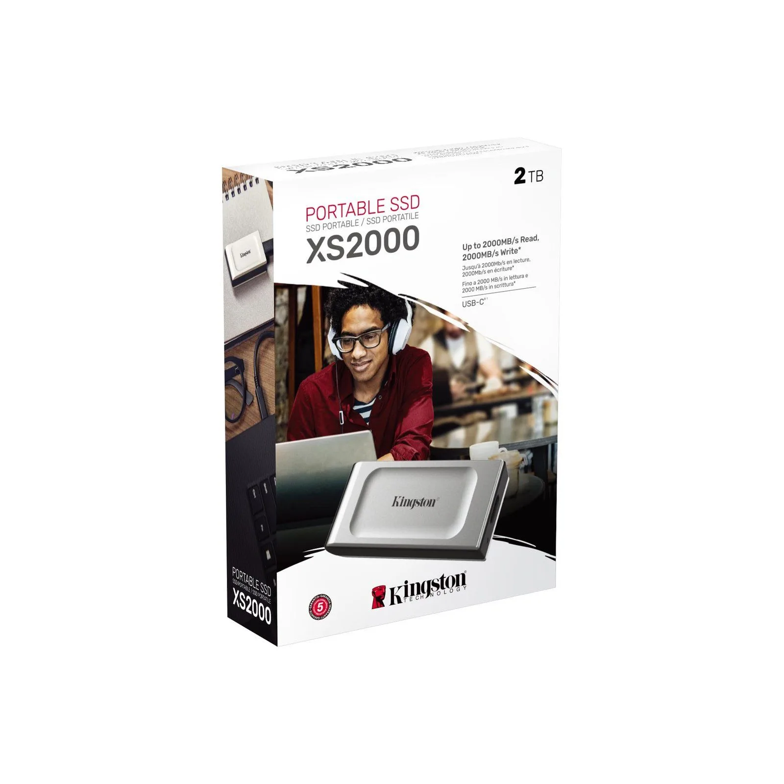 قرص SSD خارجي Kingston XS2000 سعة 2TB بحجم الجيب USB 3.2 Gen 2 Type-C