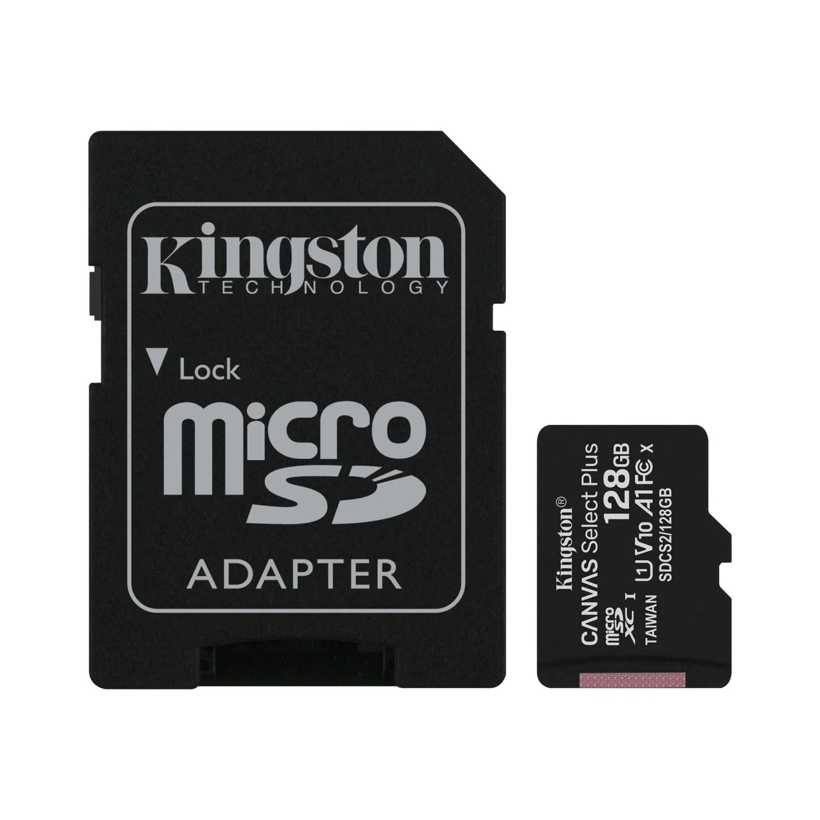 Kingston SDCS2/128GB Memory Card MicroSD Canvas Select Plus 100R A1 C10 + Adaptor