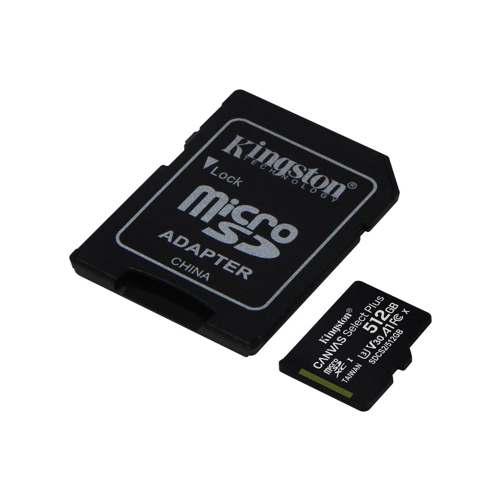 بطاقة ذاكرة MicroSD من Kingston Canvas Select Plus سعة 512GB فئة A1 C10 مع محوّل - SDCS2/512GB