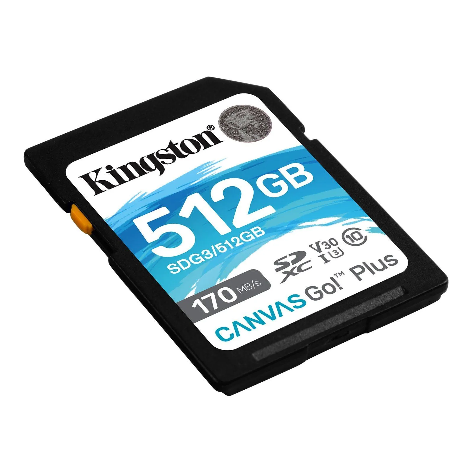 بطاقة ذاكرة SDXC من Kingston Canvas Go Plus سعة 512GB بسرعة 170 ميجابايت/ث UHS-I U3 V30