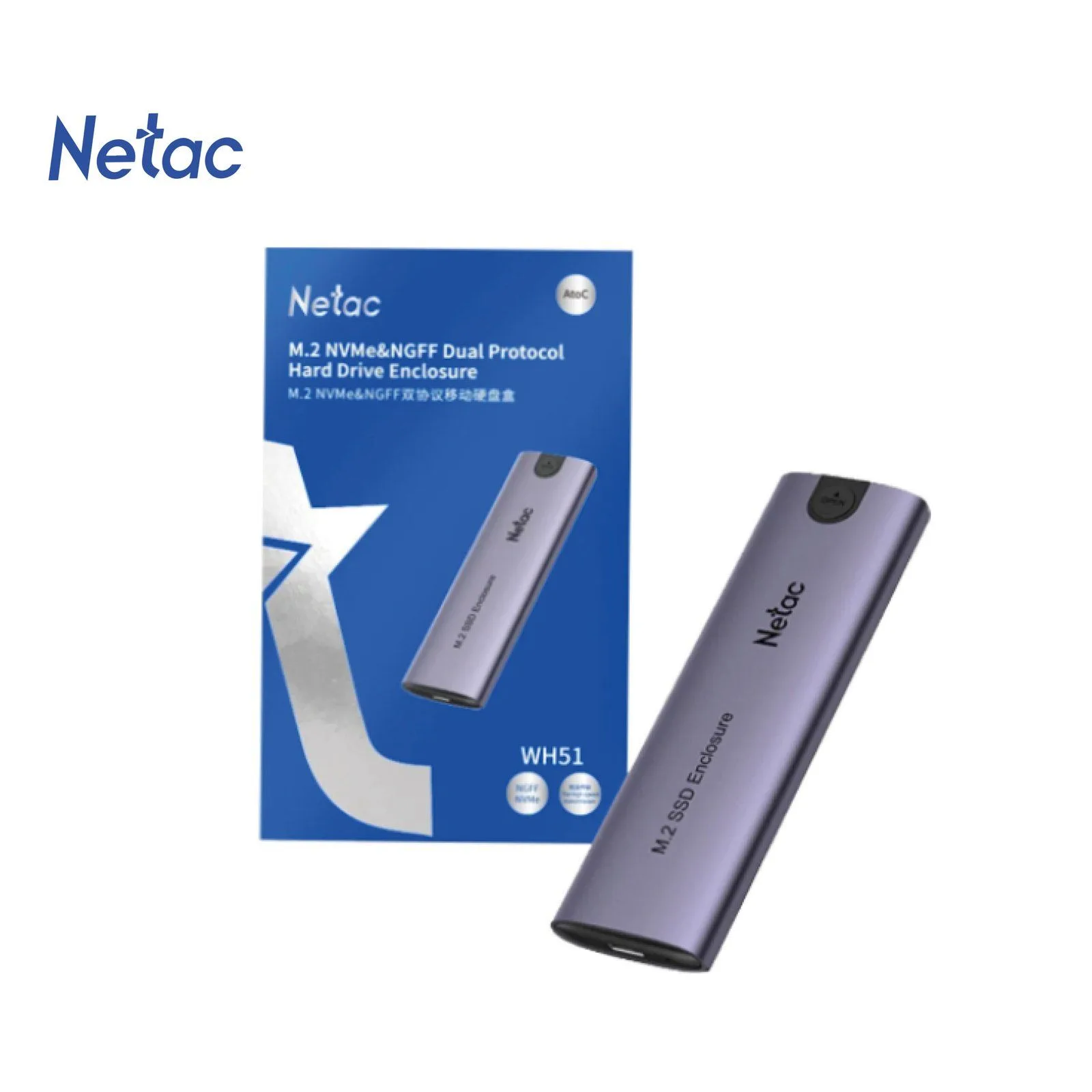 NETAC NVMe SSD Enclosure Aluminum External SSD With Cables USB 3.1 Gen2 - 10Gbps