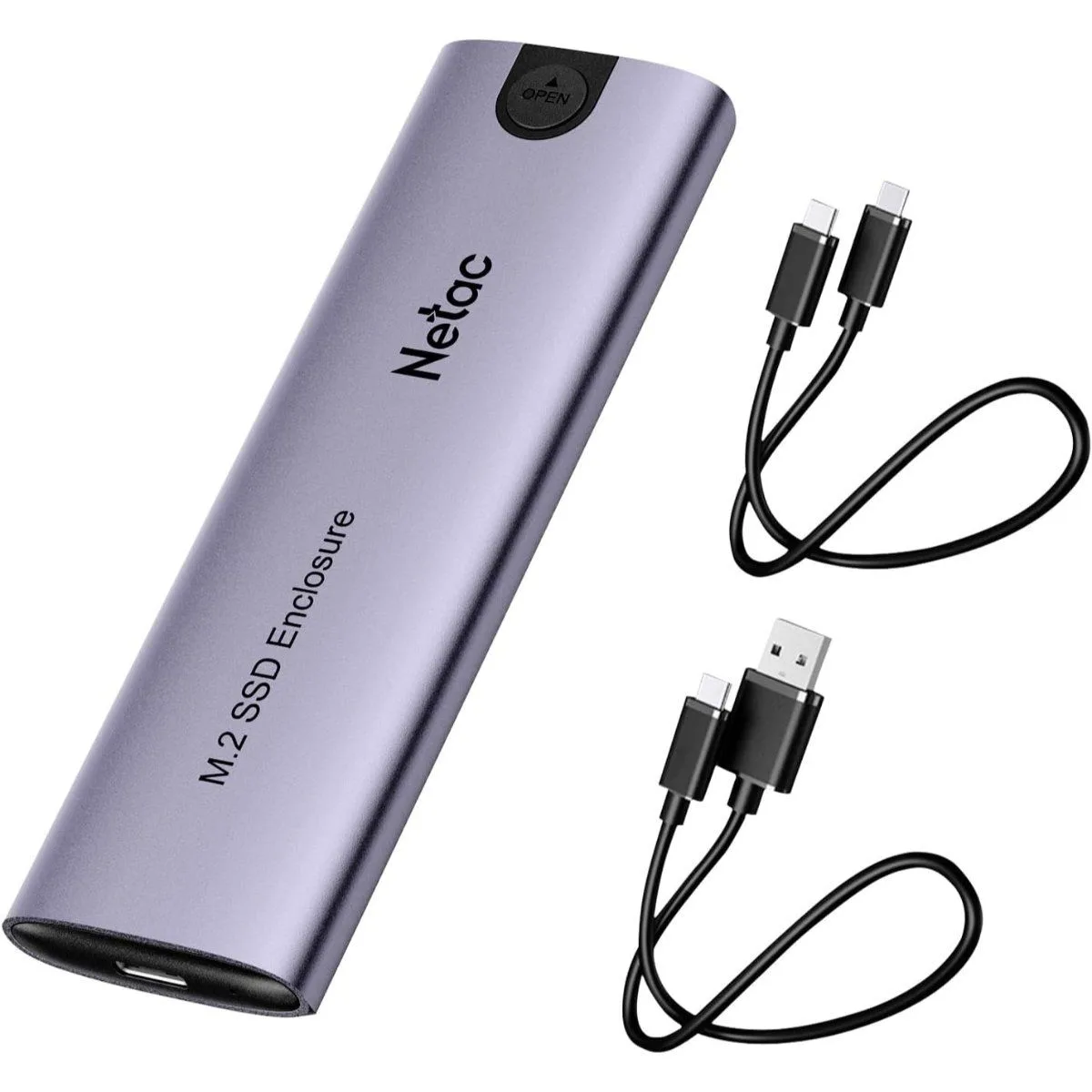 NETAC NVMe SSD Enclosure Aluminum External SSD With Cables USB 3.1 Gen2 - 10Gbps