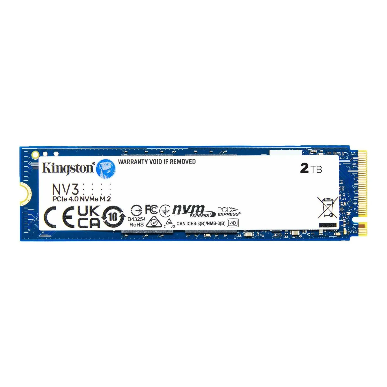 قرص SSD داخلي Kingston NV3 سعة 2TB نوع M.2 2280 NVMe PCIe 4.0 Gen 4x4 بسرعة حتى 6000 ميجابايت/ث