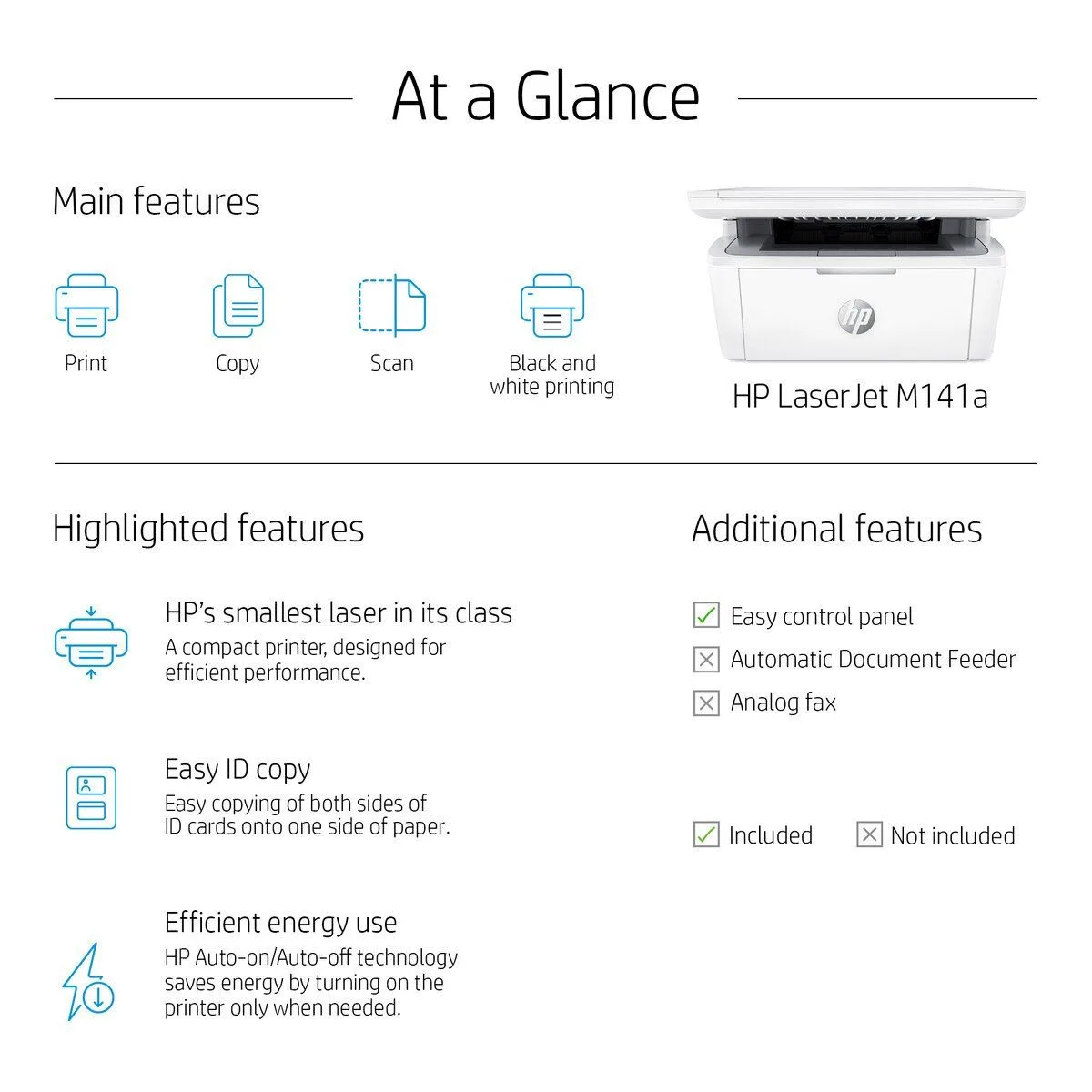 طابعة ليزر HP LaserJet MFP 141a متعددة الوظائف 3 في 1 - أبيض وأسود - 7MD73A
