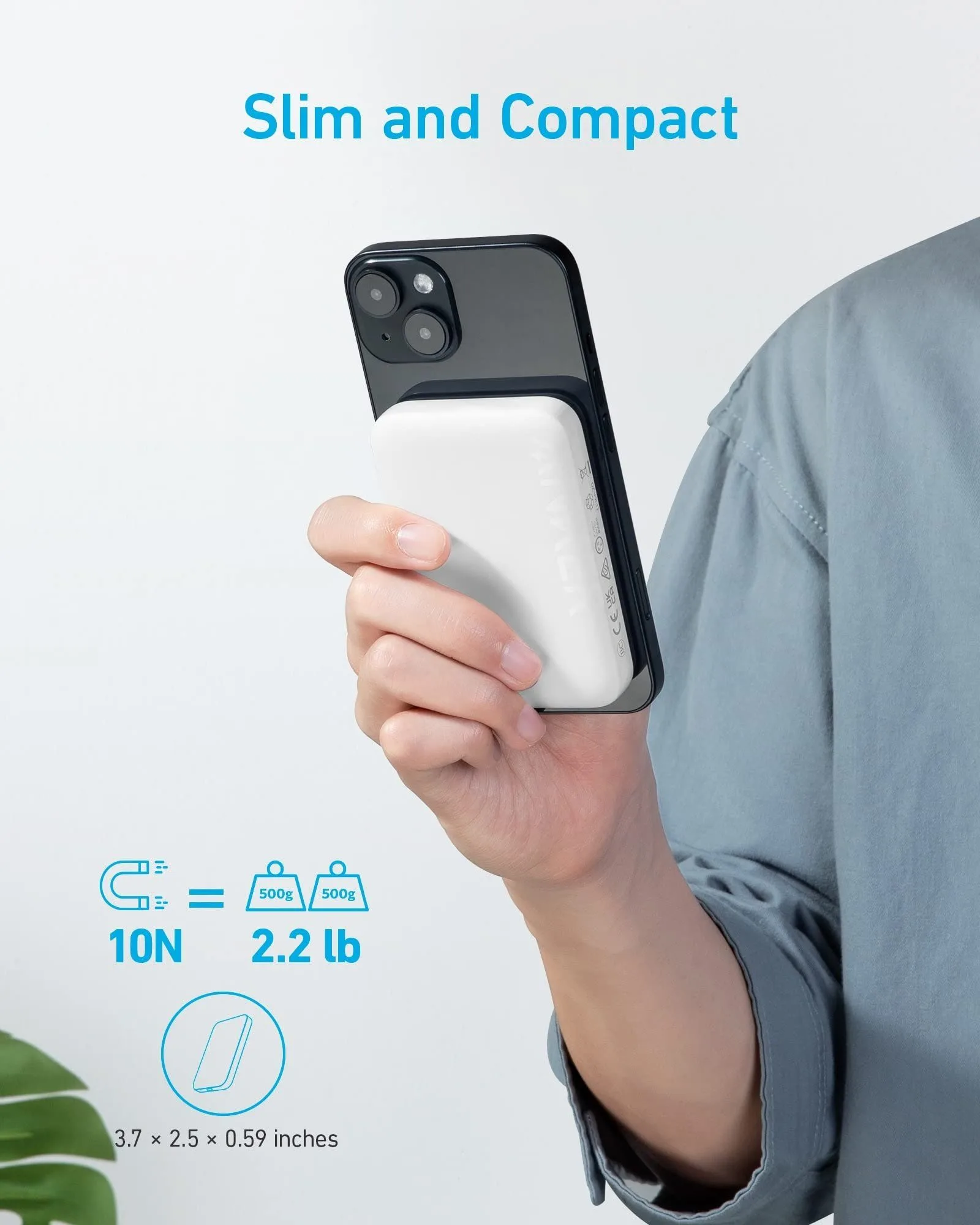 باور بانك مغناطيسي Anker 321 MagGo (PowerCore Magnetic) سعة 5000 مللي أمبير