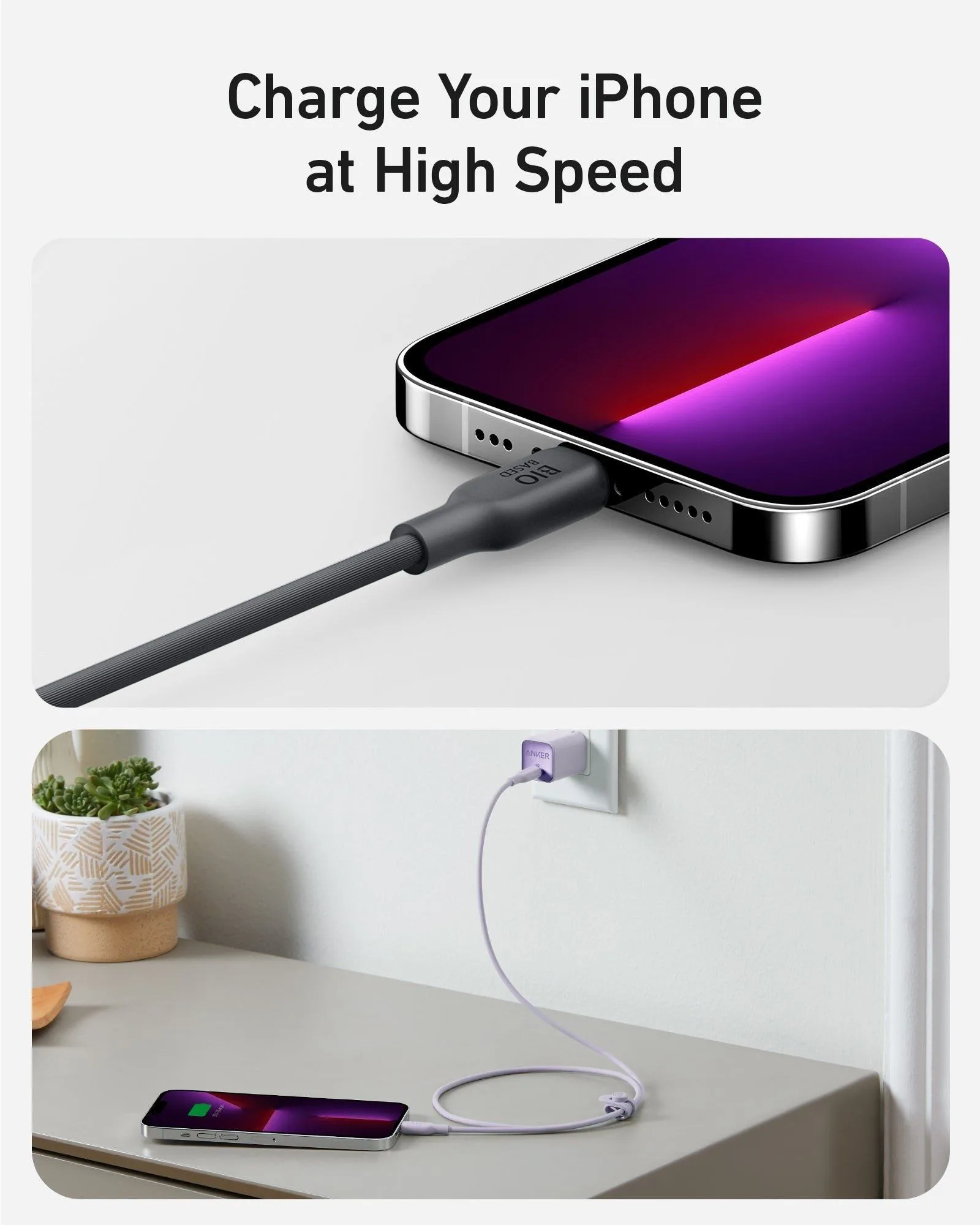 كابل Anker 542 من USB-C إلى Lightning من مواد حيوية - 0.9 متر