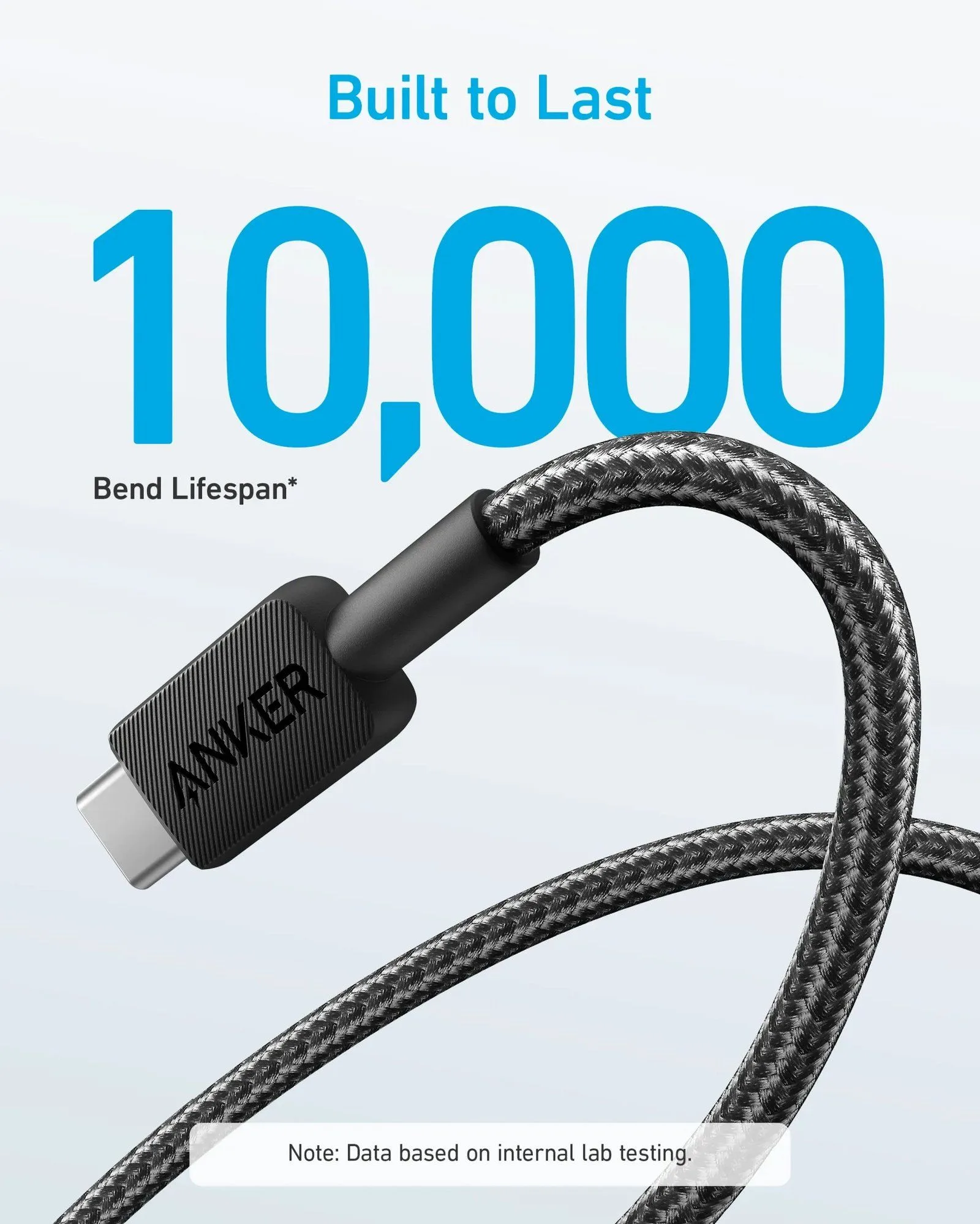 كابل Anker من USB-A إلى USB-C مجدول متين للشحن السريع - 1.8 متر