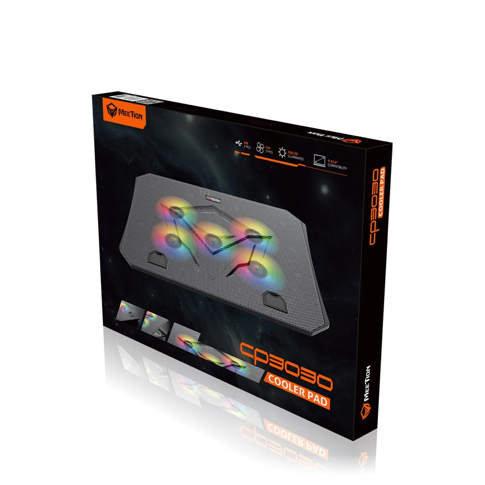 مبرد لابتوب للألعاب Meetion بخمس مراوح وإضاءة RGB