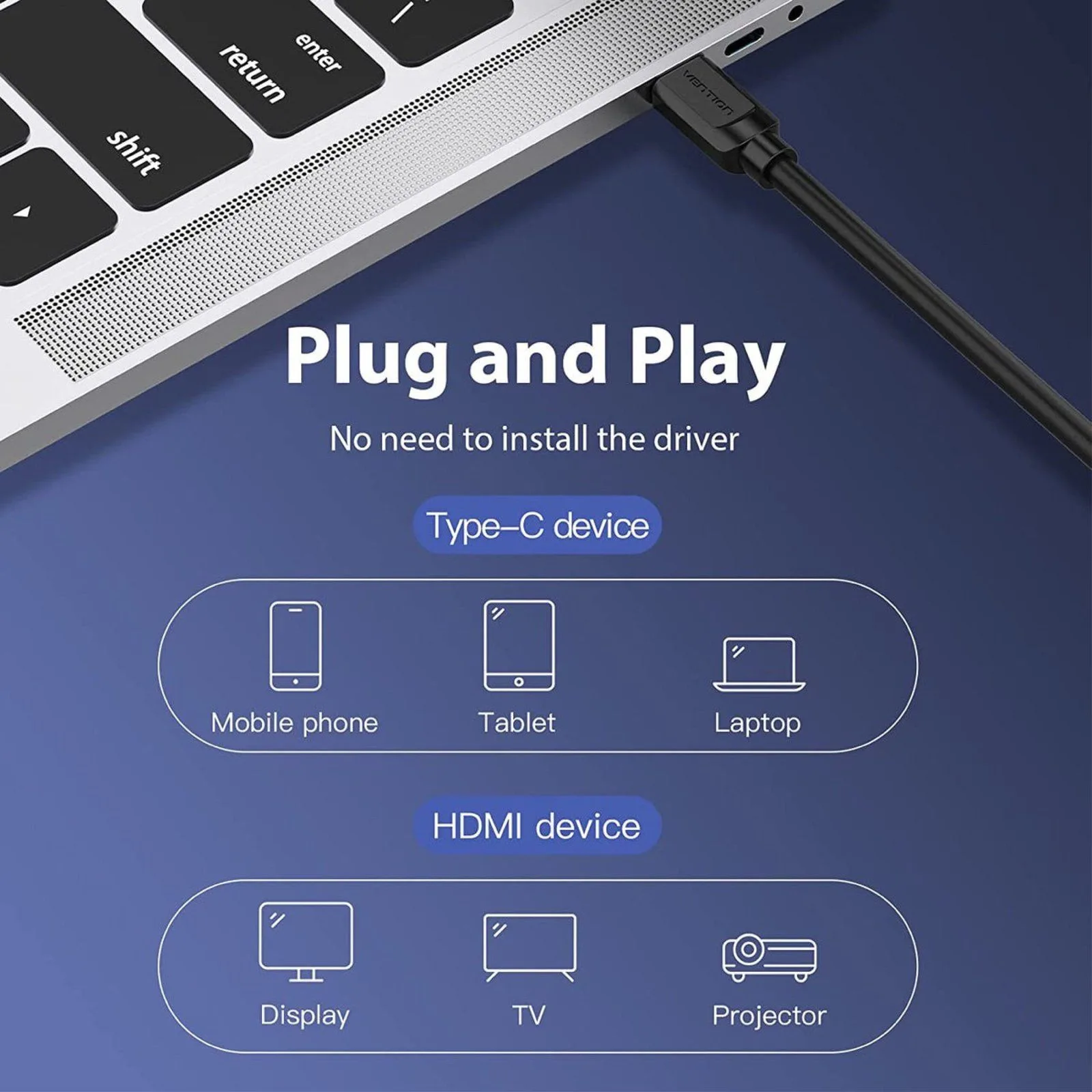 Vention Type-C to 4K HDMI Cable - CGUBH