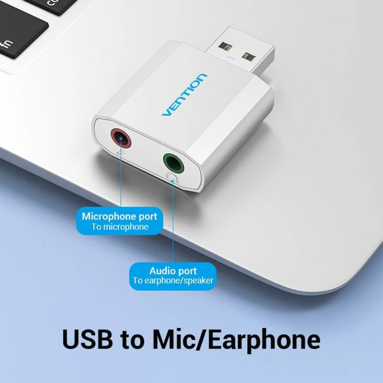 كرت صوت خارجي Vention بمنفذ USB - معدني فضي - VAB-S13