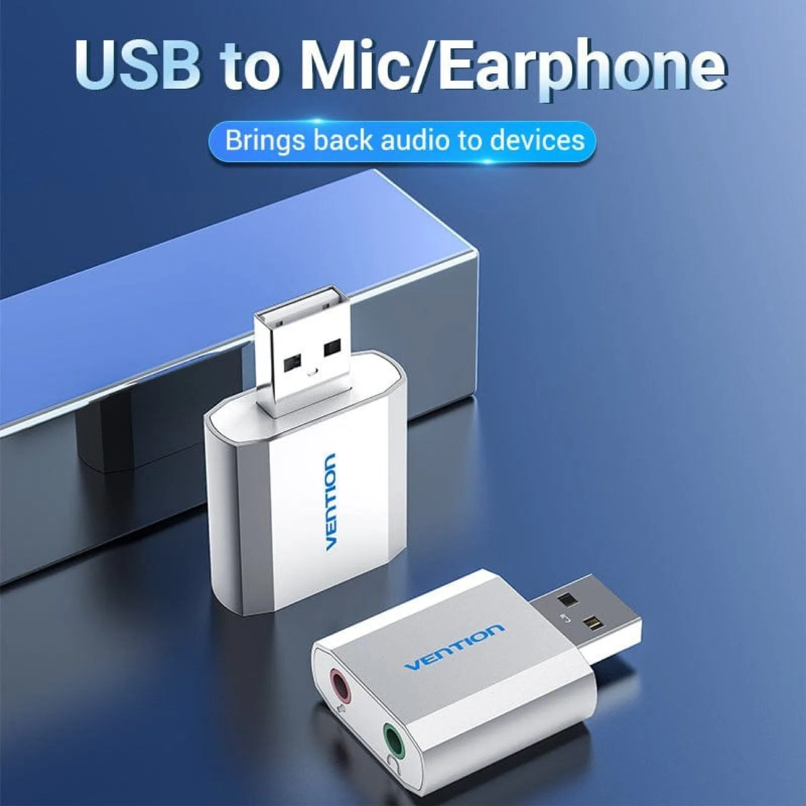 كرت صوت خارجي Vention بمنفذ USB - معدني فضي - VAB-S13