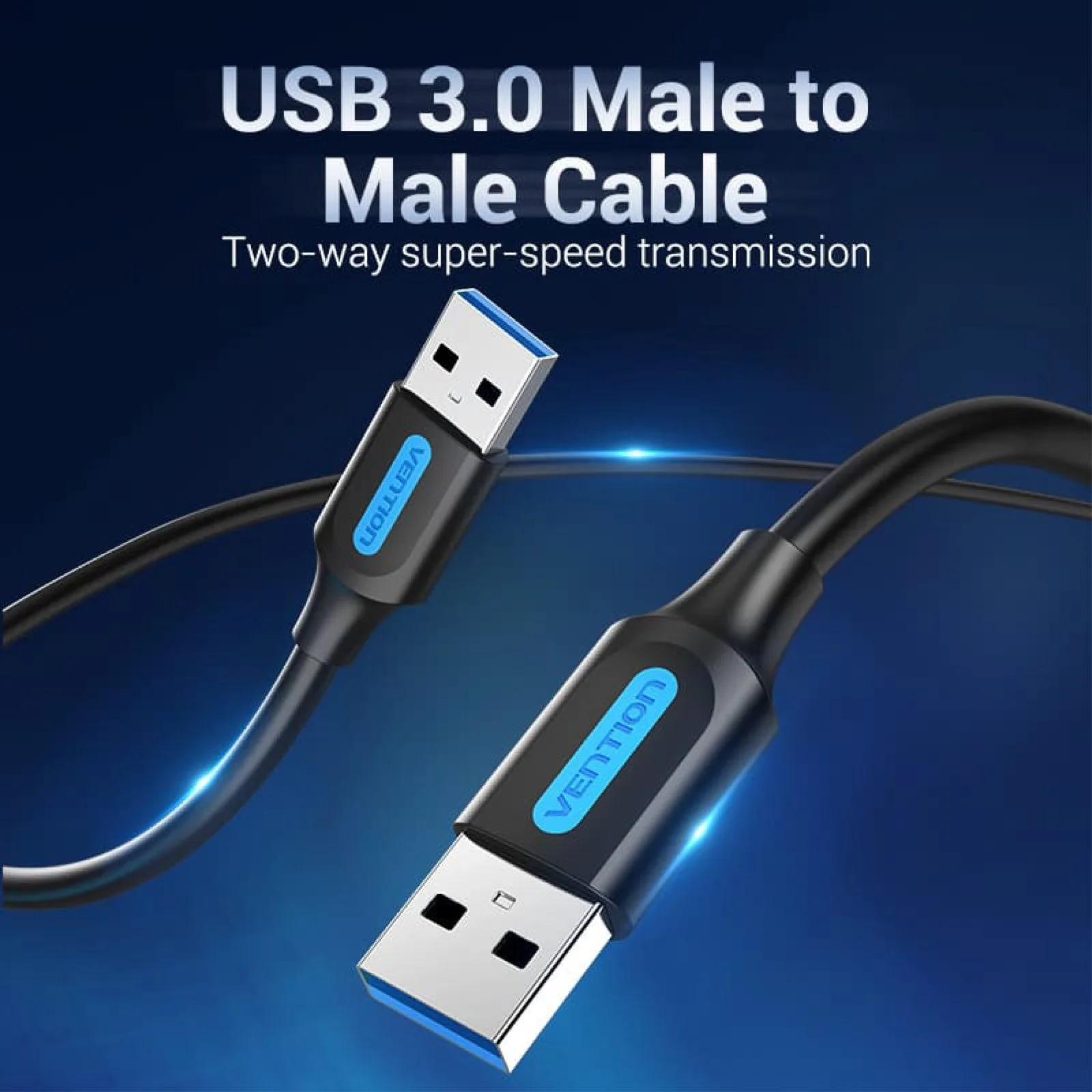 كابل Vention من USB-A 3.0 ذكر إلى USB-A ذكر بطول 2 متر - أسود - CONBH