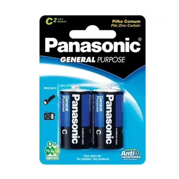 بطاريات Panasonic حجم C بجهد 1.5 فولت زنك كربون - عبوة قطعتين