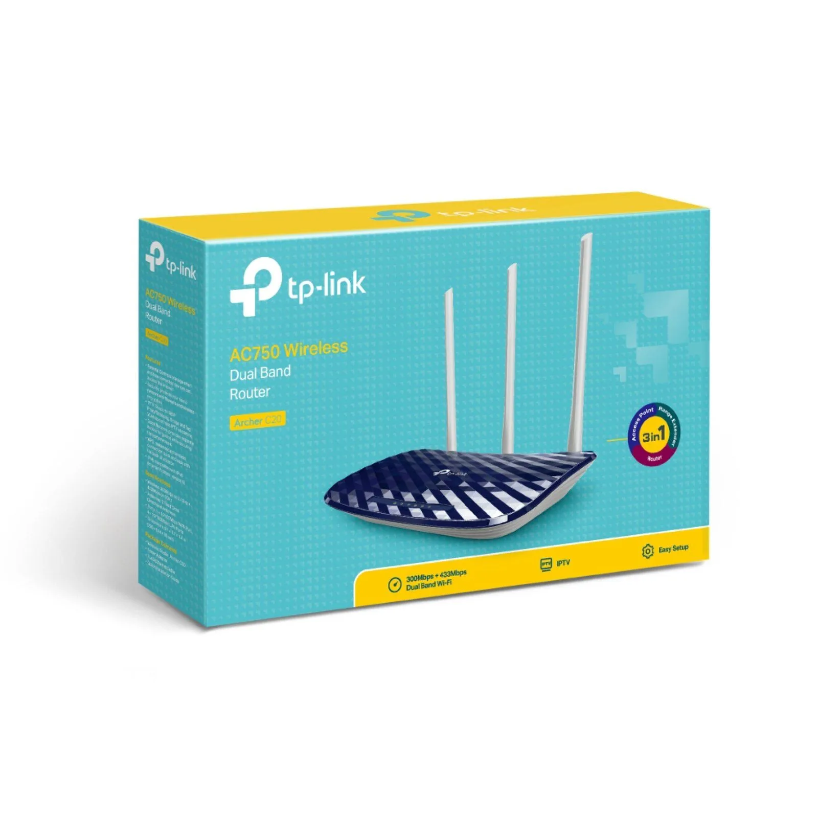 راوتر لاسلكي TP-Link Archer C20 ثنائي النطاق AC750