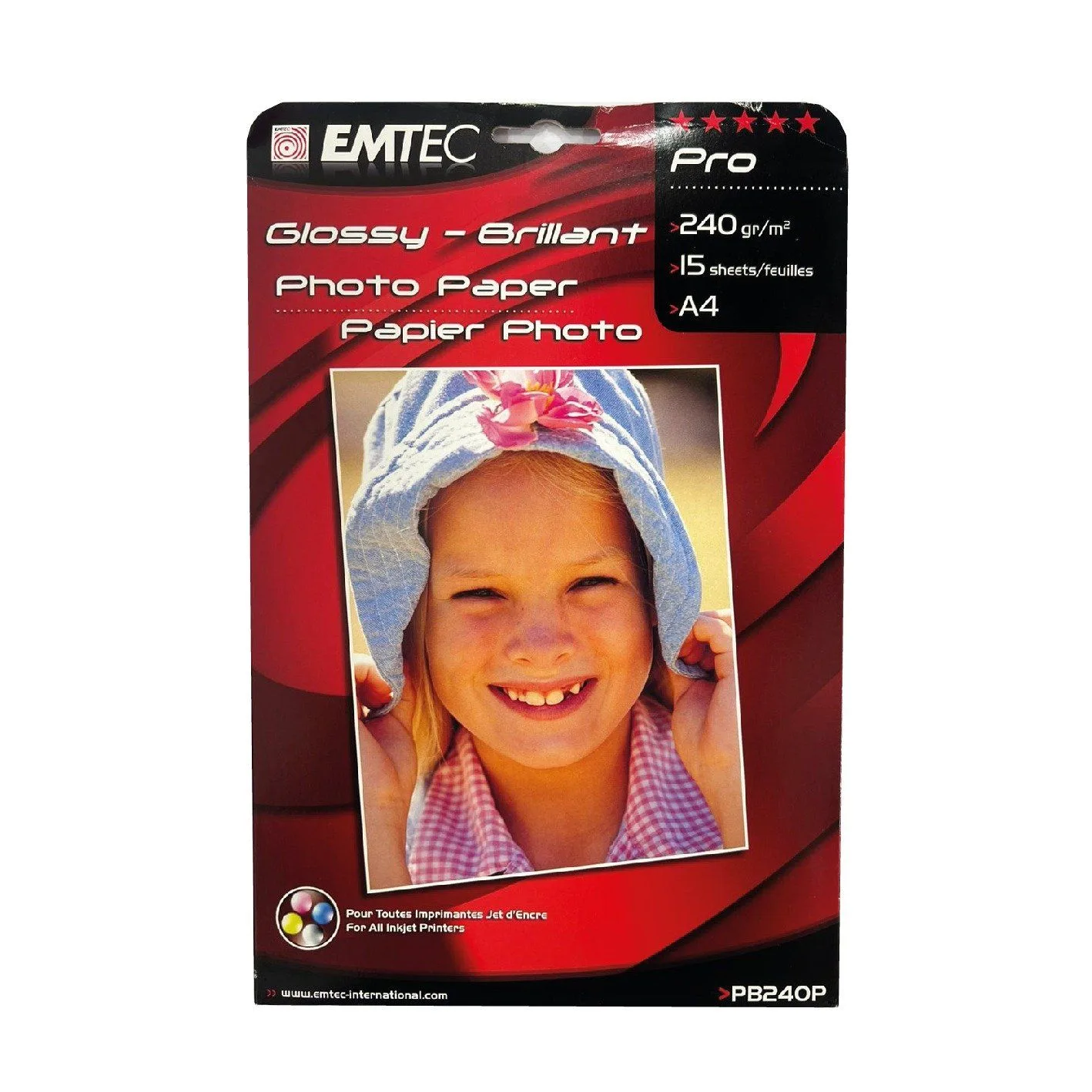 Photo Paper A4 240gsm Glossy-Brillant 15-Sheet EMTEC PB240P