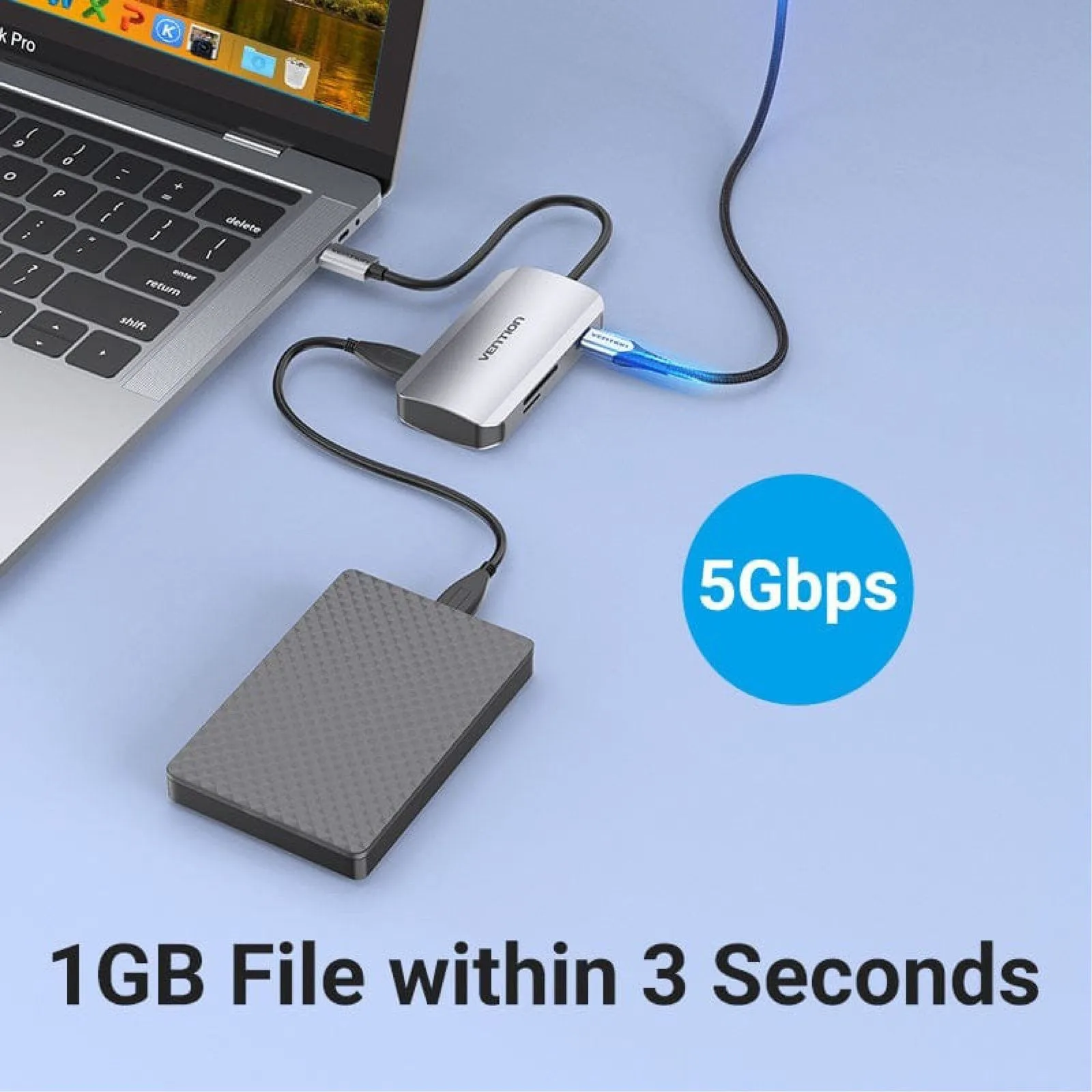 موزّع USB-C من Vention بستة منافذ 6 في 1 - TNHHB