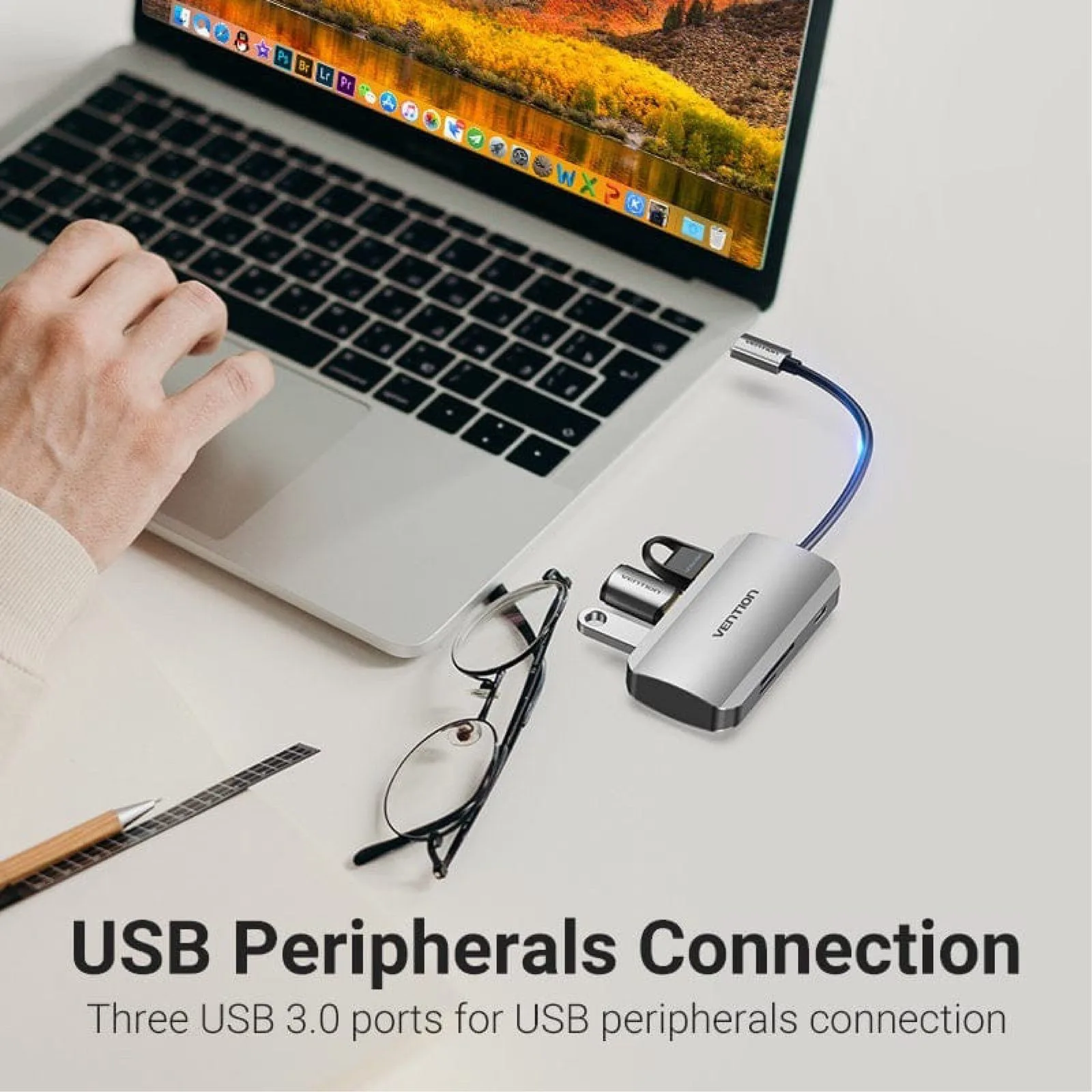 موزّع USB-C من Vention بستة منافذ 6 في 1 - TNHHB