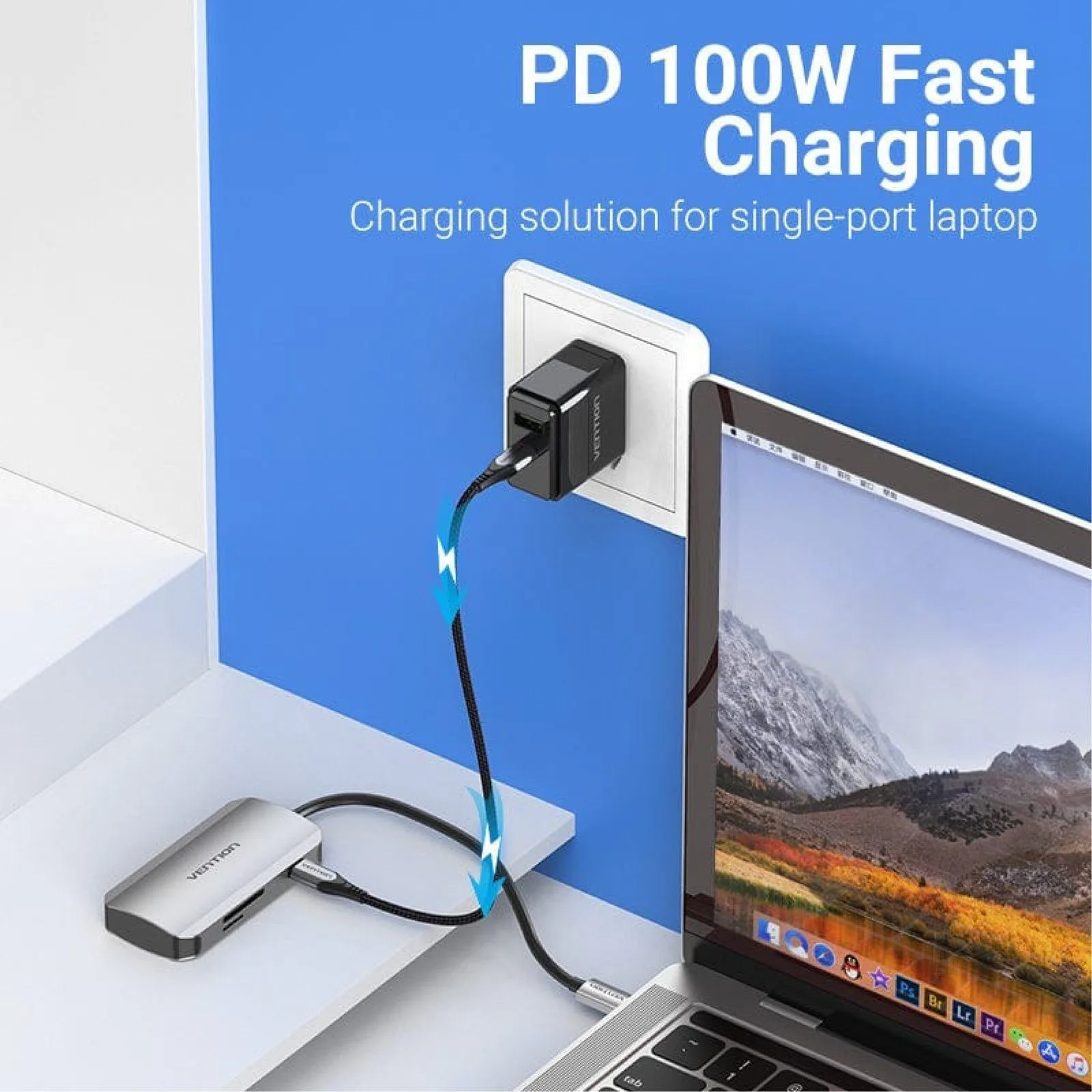 موزّع USB-C من Vention بستة منافذ 6 في 1 - TNHHB