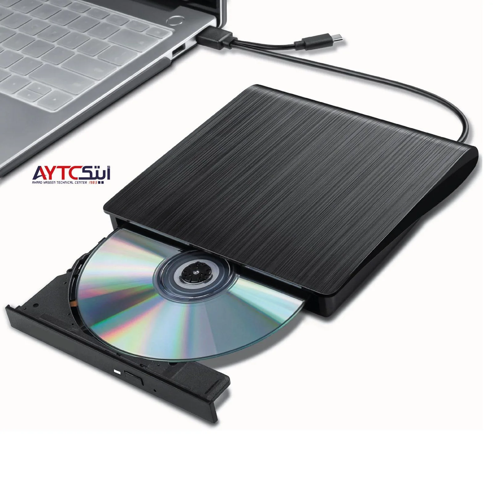 محرك أقراص DVD/CD خارجي محمول بمنفذي USB 3.0 وType-C