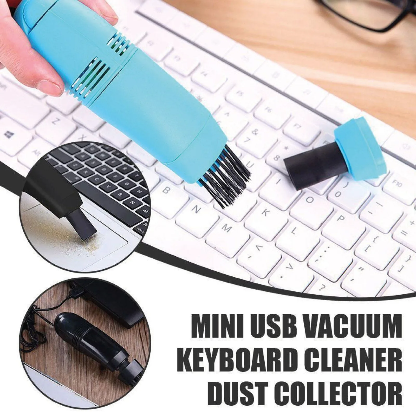 مكنسة كهربائية صغيرة بمنفذ USB لتنظيف الكيبورد