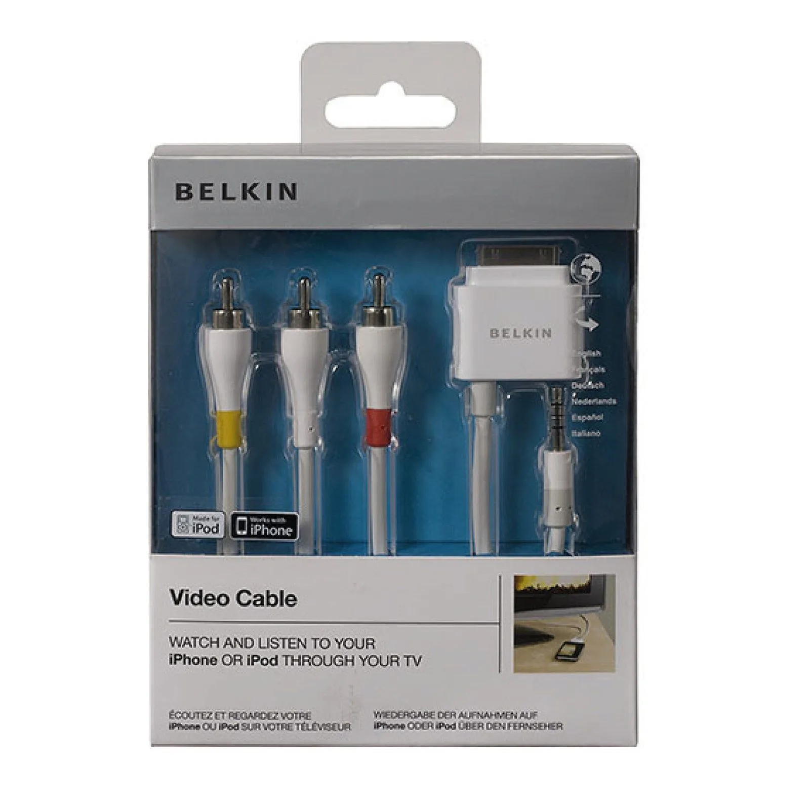 Apple 30pin Video Cable AV-TV 3RCA/AUX (iPad/iPhone/iPod) BELKIN