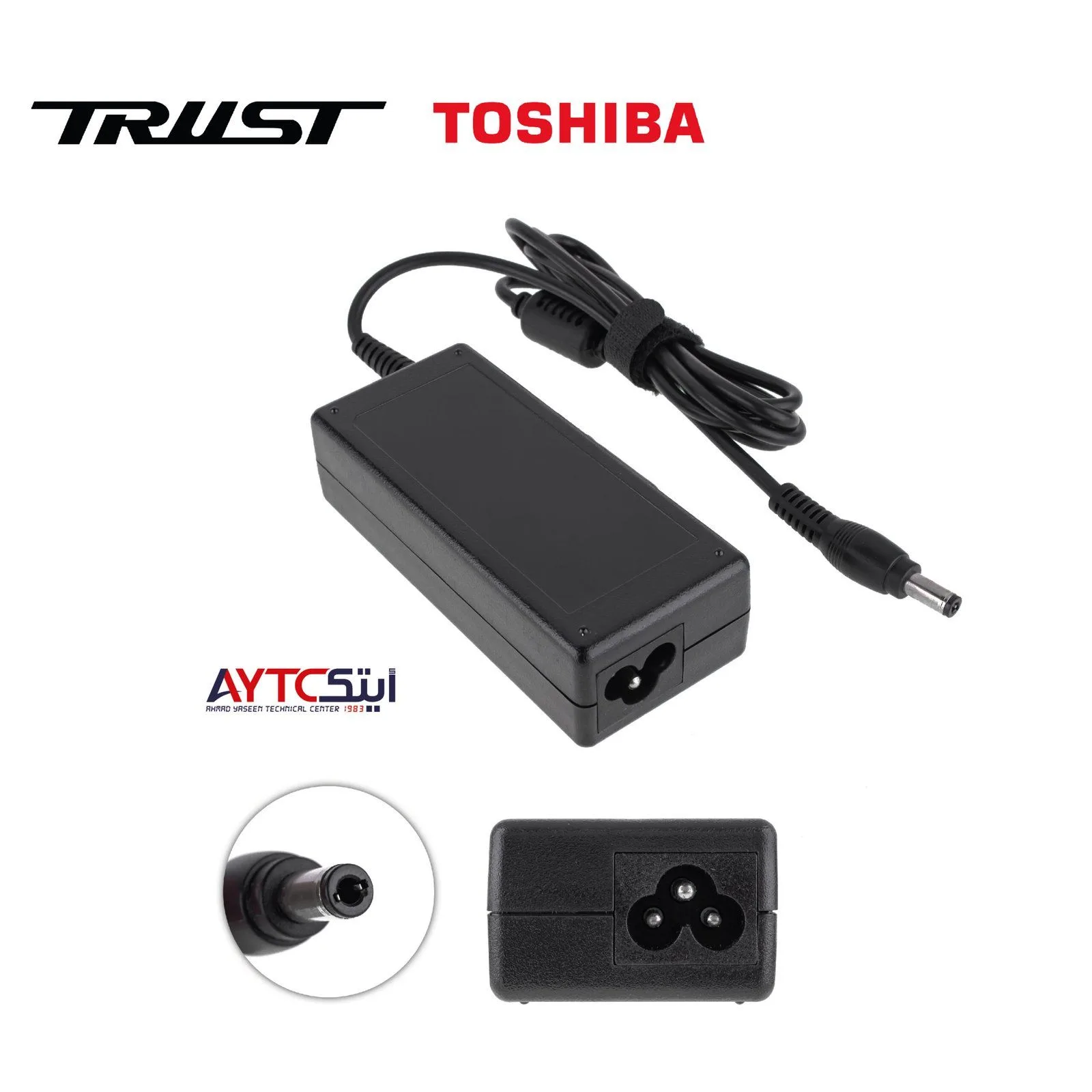 شاحن لابتوب متوافق A+ Trust لأجهزة Toshiba قدرة 90 واط 19 فولت - 4.74/3.42 أمبير / رأس 5.5×2.5 ملم