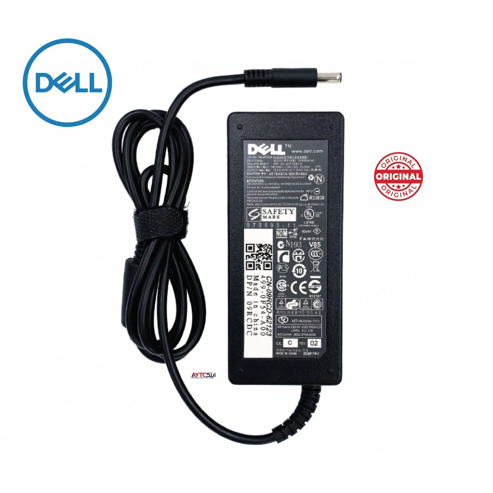 شاحن لابتوب DELL أصلي قدرة 65 واط 19.5 فولت - 4.62 أمبير / رأس 4.5×3.0 ملم