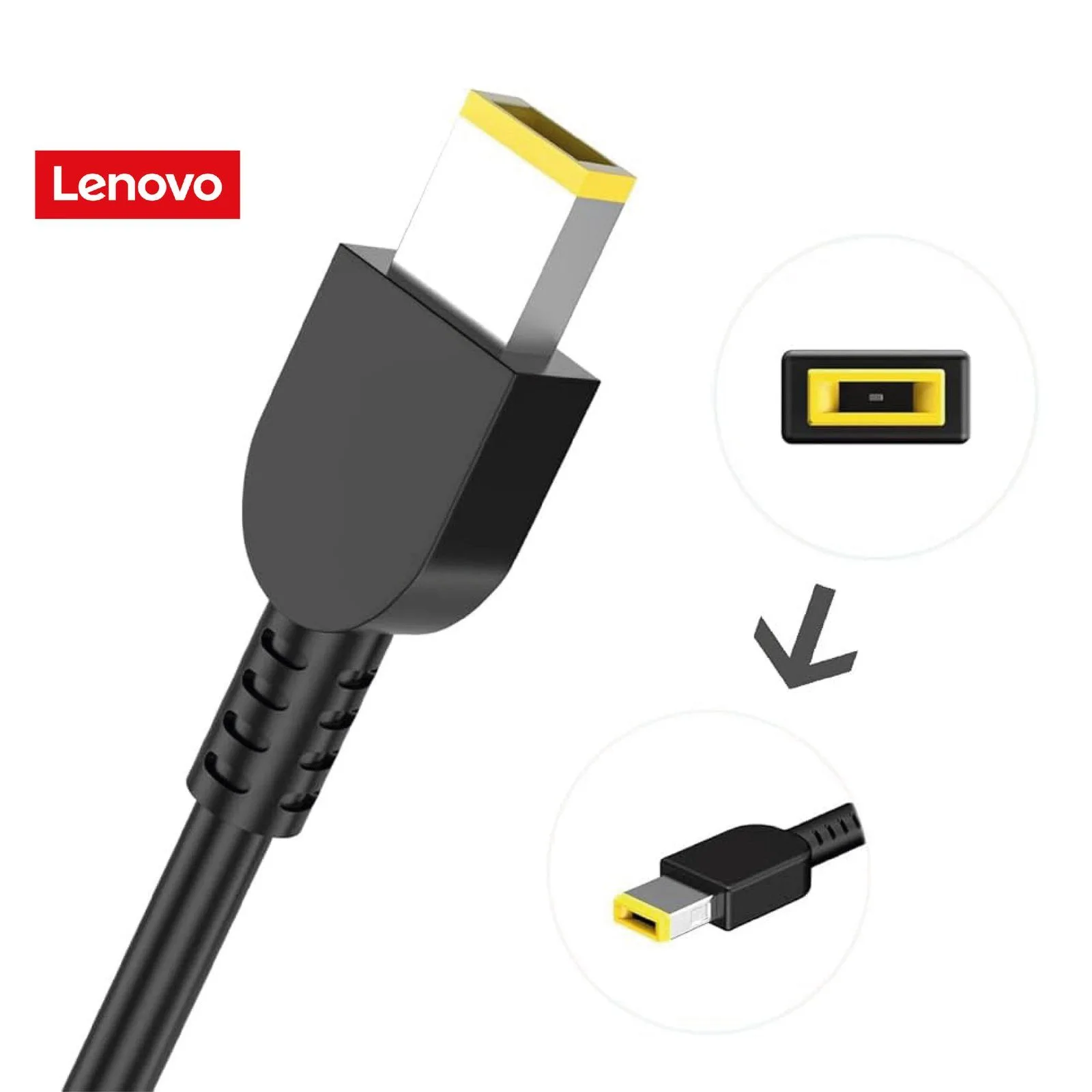 شاحن لابتوب Lenovo أصلي قدرة 90 واط 20 فولت - 3.25/4.5 أمبير / رأس USB أصفر