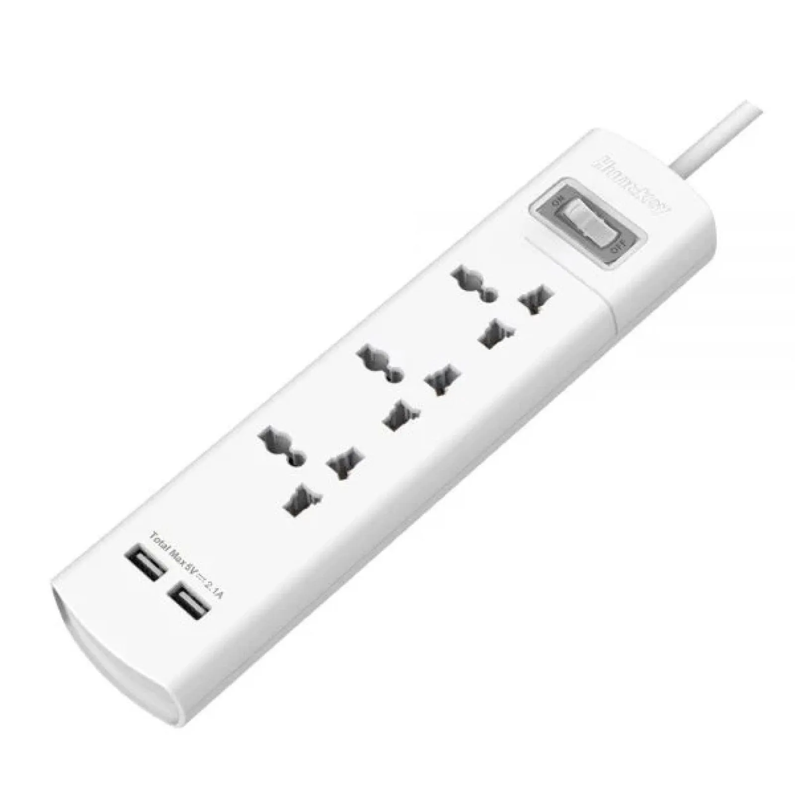 مشترك كهرباء Huntkey SZM307 UK بثلاثة مقابس عالمية 10 أمبير ومنفذي USB-A - طول 1.5 متر