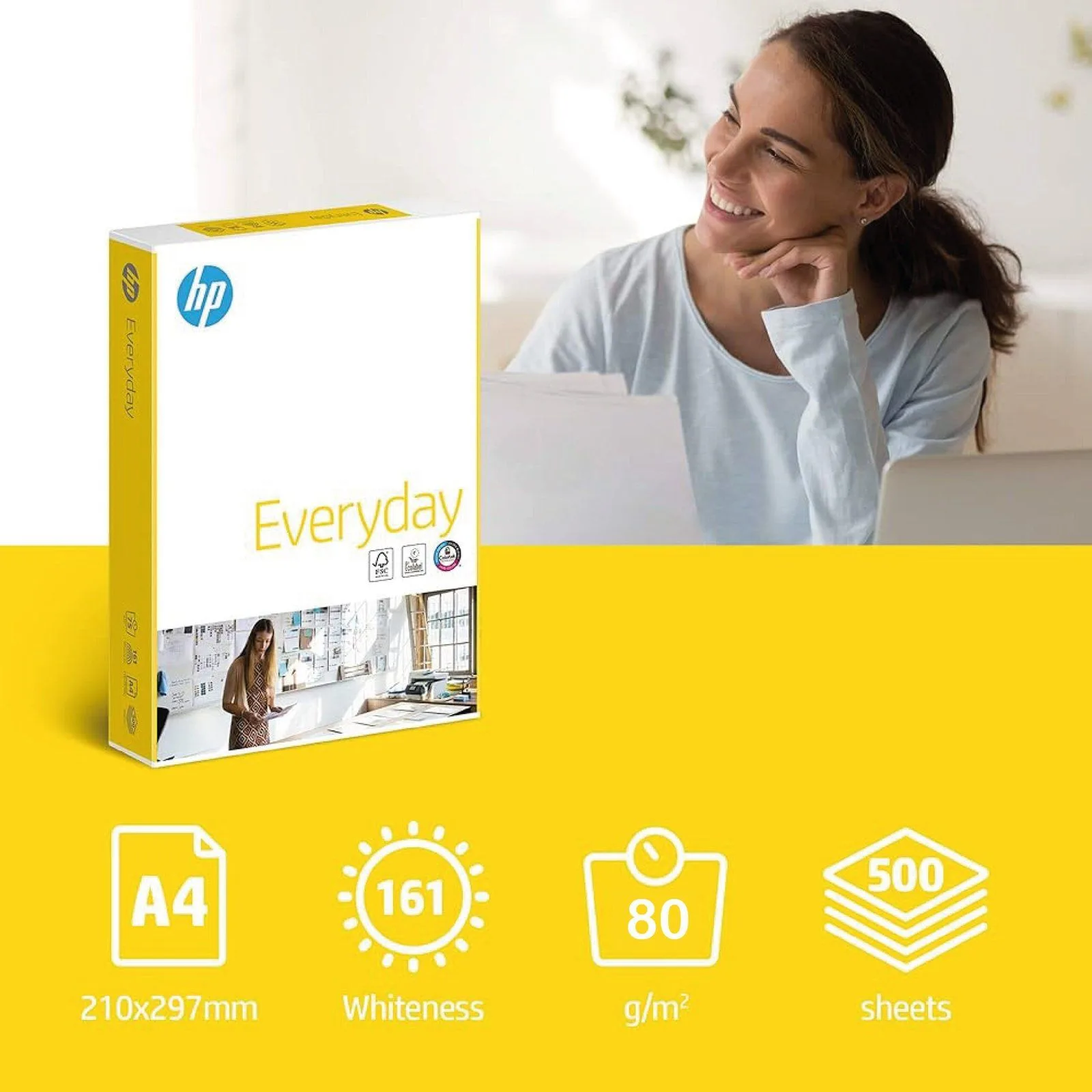 ورق تصوير وطباعة HP Everyday أبيض A4 بوزن 80 غرام - رزمة 500 ورقة
