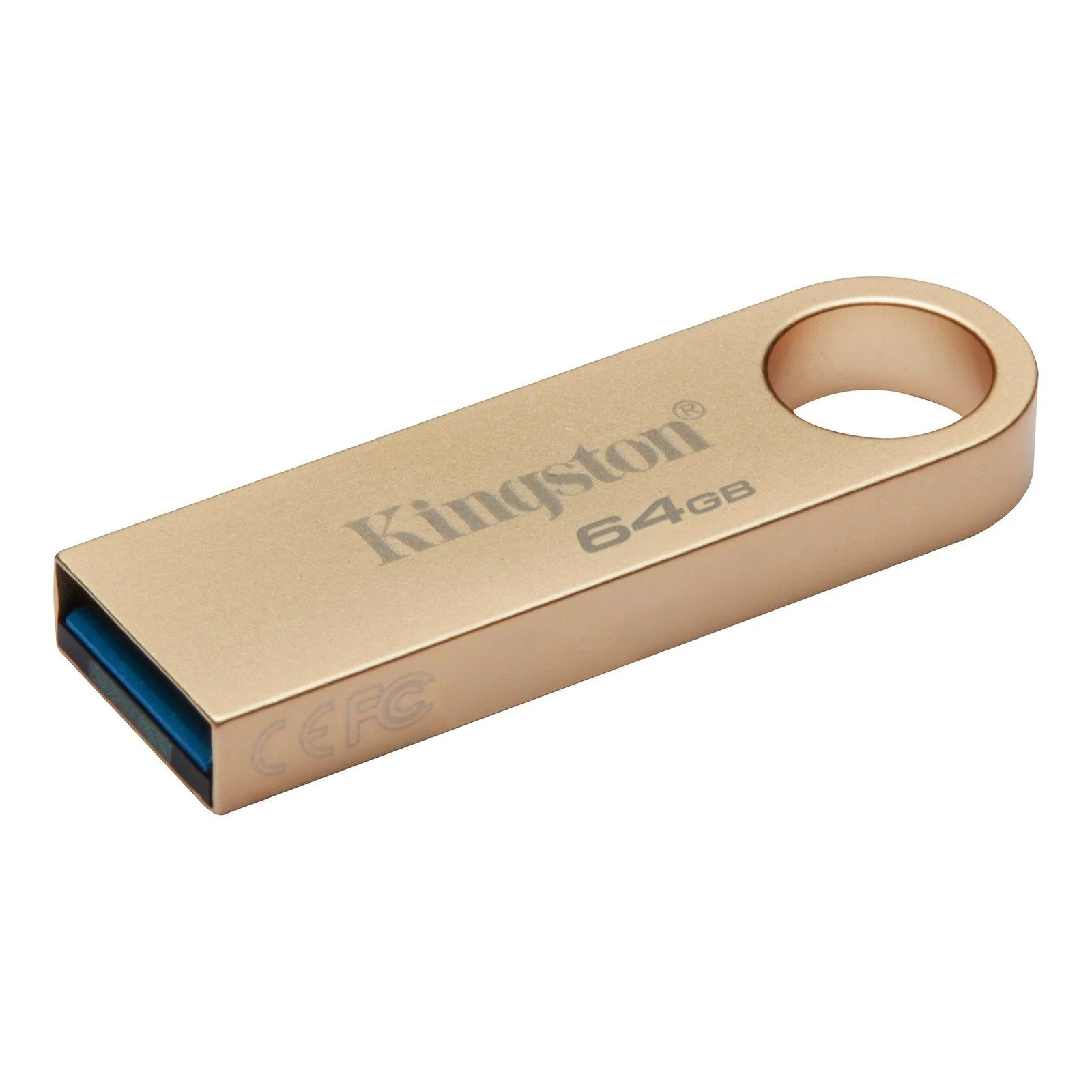 فلاشة Kingston DataTraveler SE9 G3 سعة 64GB بمنفذ USB-A 3.2 - معدنية ذهبية