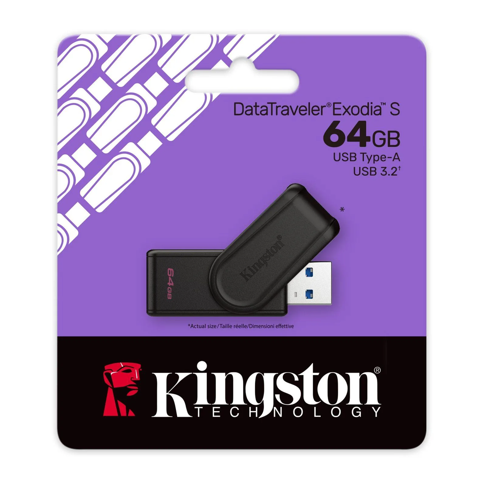 فلاشة Kingston DataTraveler Exodia S سعة 64GB بمنفذ USB-A 3.2 Gen 1