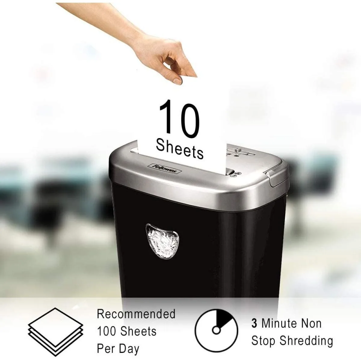 آلة تمزيق ورق Fellowes Powershred 53C بقص متقاطع - 10 أوراق في المرة