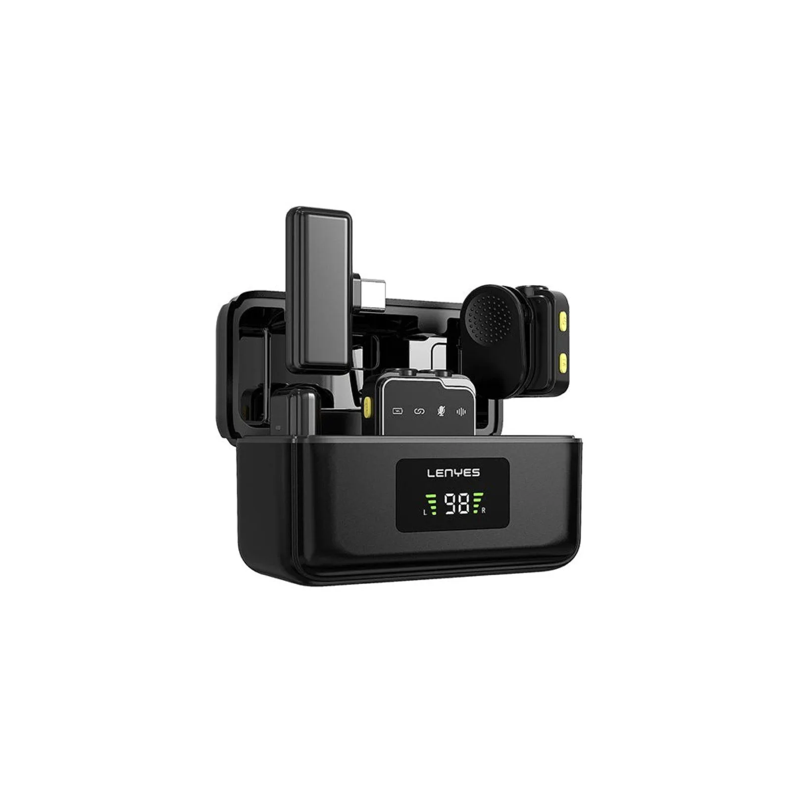 Lenyes LM205 2-in-1 Type-C & Lightning Connector Noise Cancelling Wireless Microphone