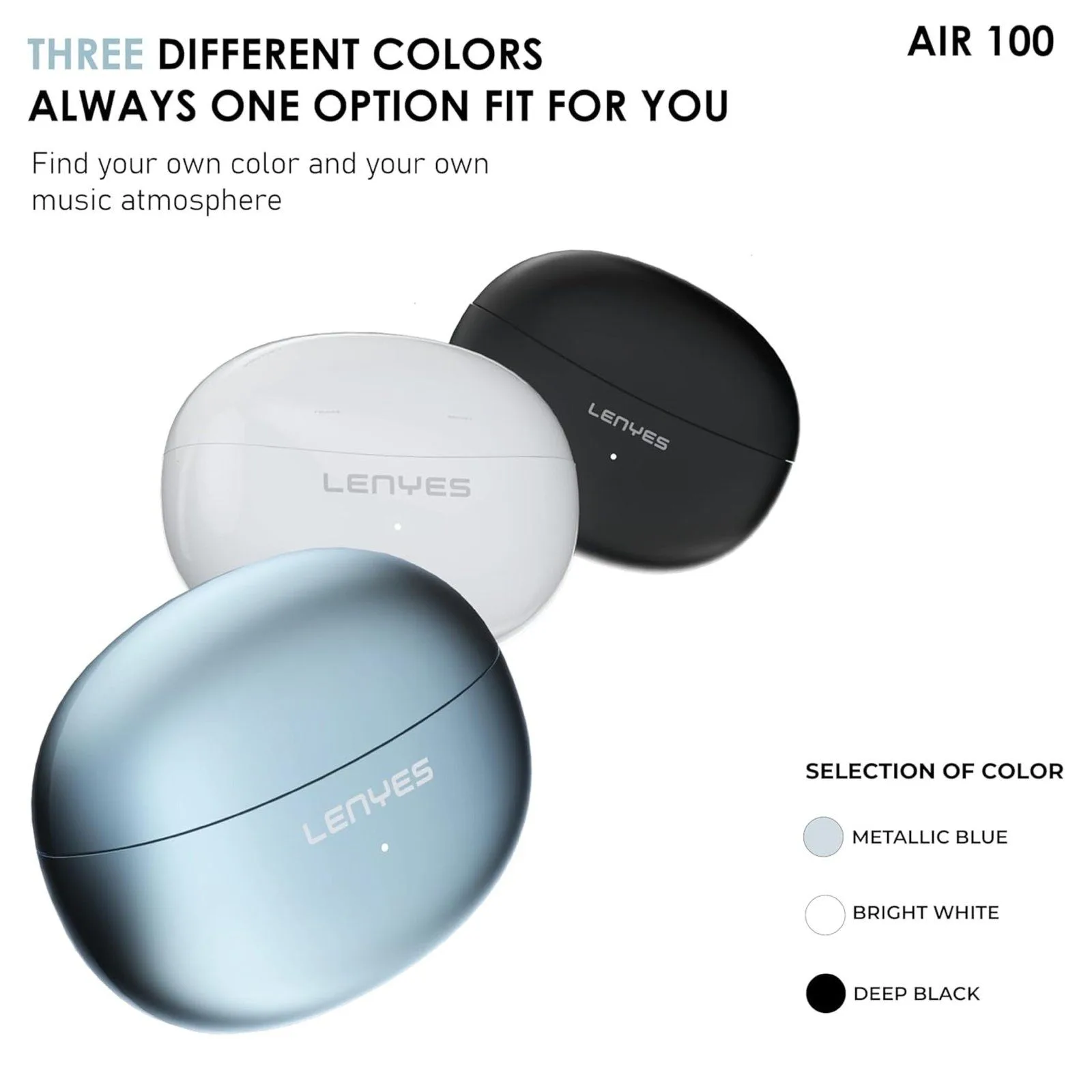 Lenyes AIR 100 Milano ANC + ENC Wireless Earphones - Blue