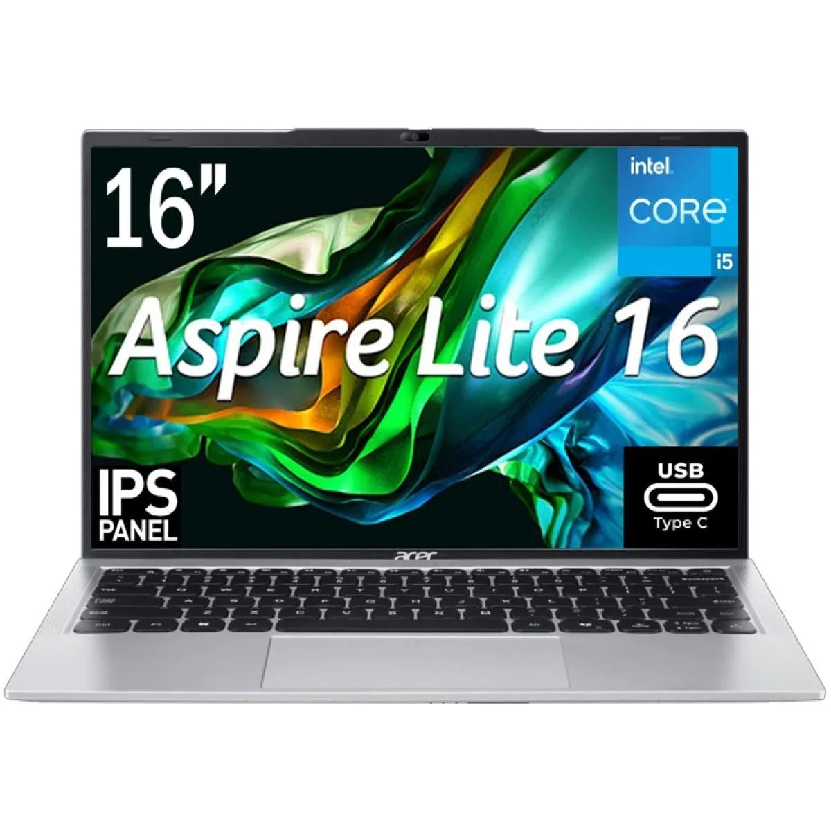 لابتوب Acer Aspire Lite 16 AL16-52P-52JZ بمعالج Intel Core i5 الجيل 13 بعشر أنوية، رام 8GB DDR5، SSD NVMe M.2 سعة 512GB،