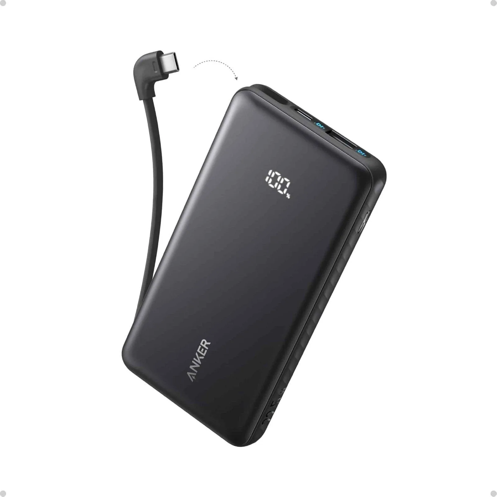 باور بانك Anker Zolo نحيف بكابل USB-C مدمج سعة 10000 مللي أمبير - قدرة 22.5 واط