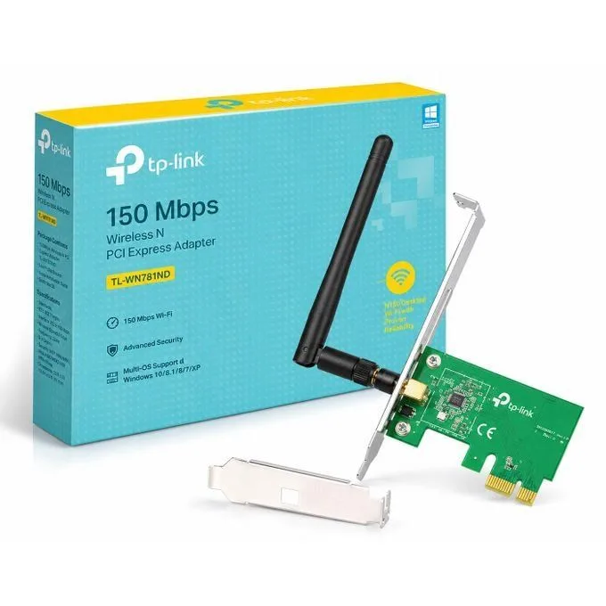 كرت شبكة لاسلكي TP-Link TL-WN781ND بمنفذ PCI Express بسرعة 150 ميجابت/ث
