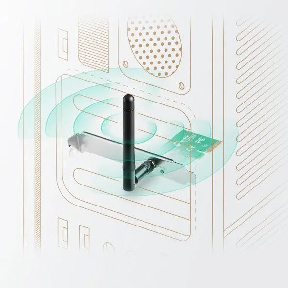 كرت شبكة لاسلكي TP-Link TL-WN781ND بمنفذ PCI Express بسرعة 150 ميجابت/ث