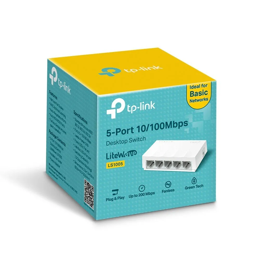 سويتش مكتبي TP-Link LS1005 بخمسة منافذ 10/100 ميجابت/ث