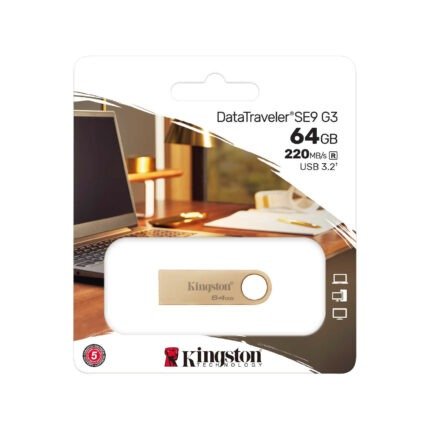 Kingston 64GB DataTraveler SE9 G3 USB A 3.2 Flash Drive - Premium Metal Gold